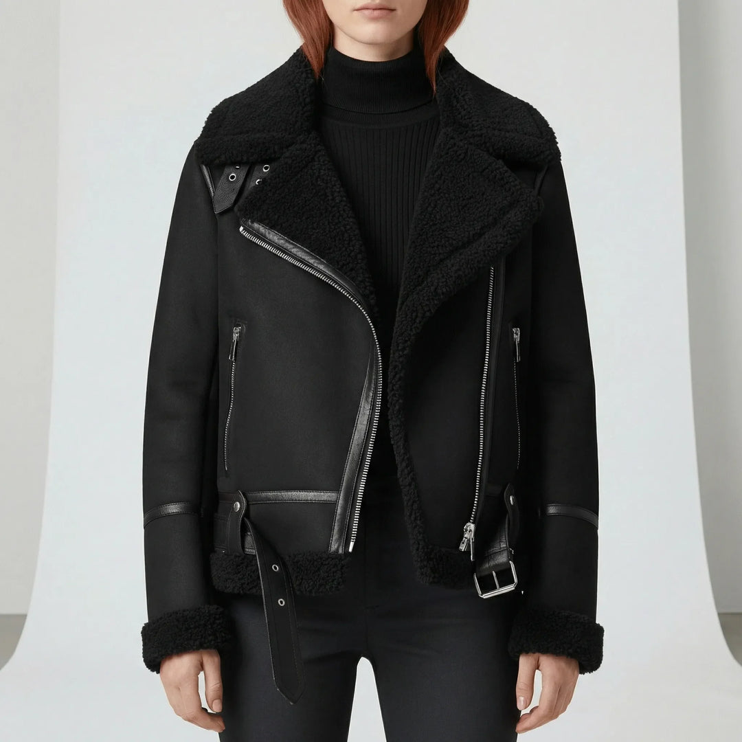Klassische Lammfell-Inspirierte Jacke - Sophie
