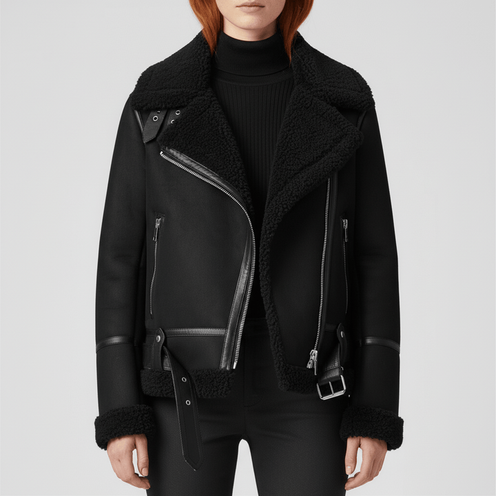 Klassische Lammfell-Inspirierte Jacke - Sophie