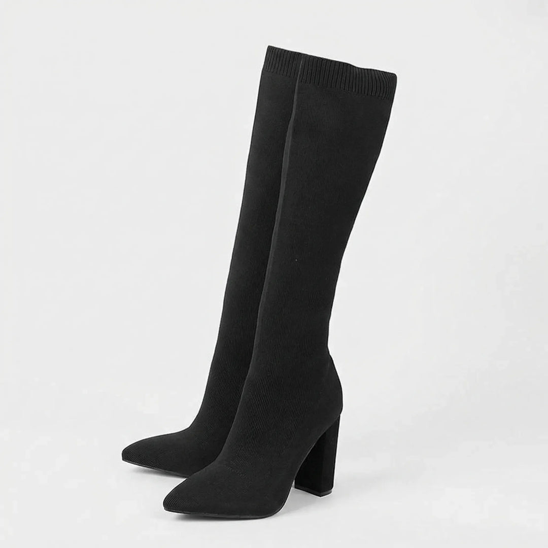 Knee-High Block Heel Stretch Boot - Camille