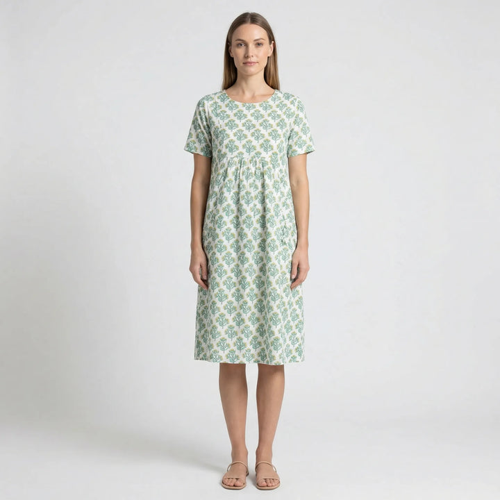 Knielanges Sommerkleid Mit Kurzen Ärmeln - Tamina