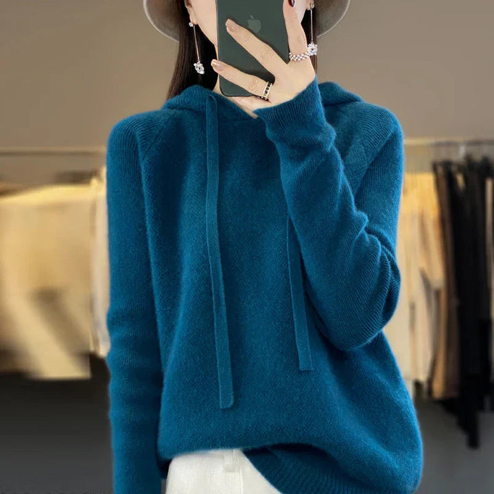 Knitted Hooded Jumper With A Soft Texture - Kristy