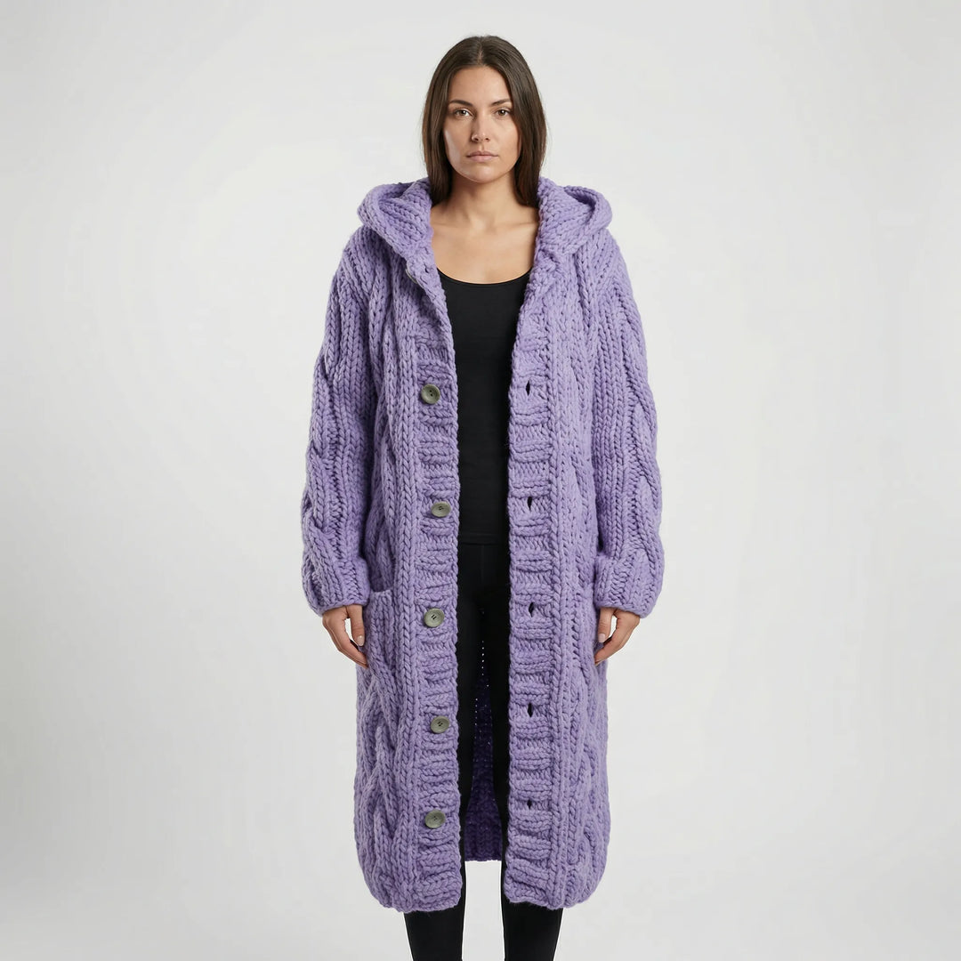 Lang Grof Gebreid Vest Met Kabelpatroon - Cathy