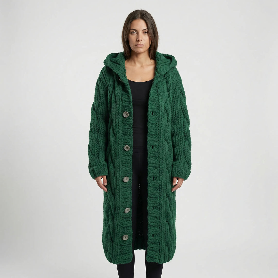 Lang Grof Gebreid Vest Met Kabelpatroon - Cathy