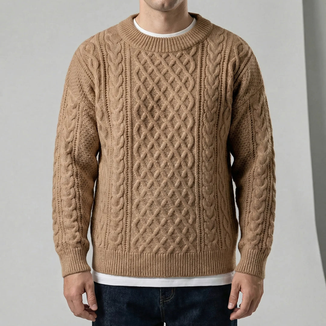 Langarm-Zopfmuster-Pullover - David