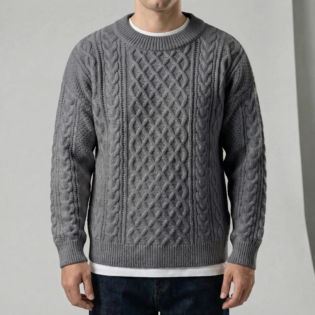 Langarm-Zopfmuster-Pullover - David