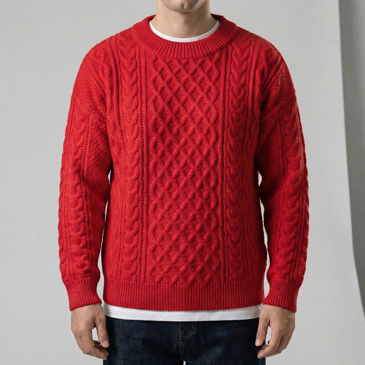 Langarm-Zopfmuster-Pullover - David