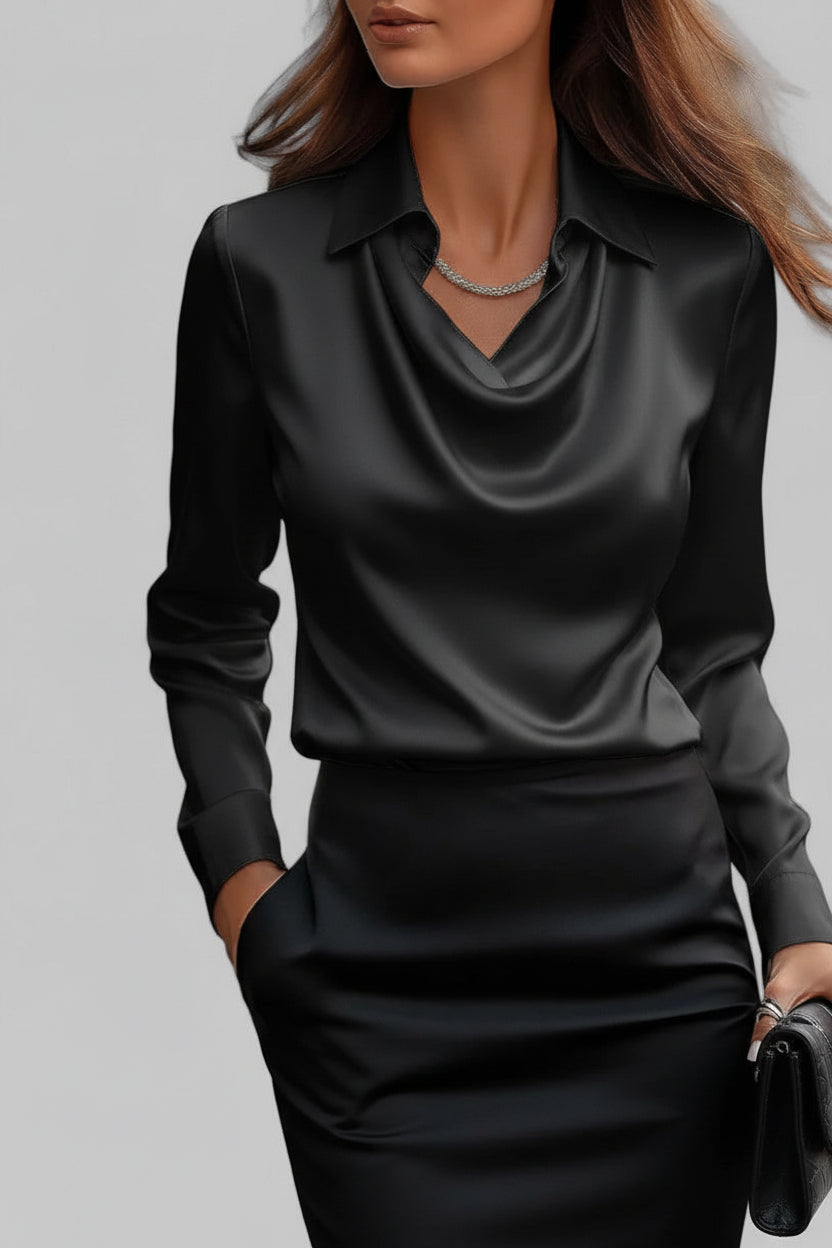 Langärmelige Drapée-Bluse - Ceylin