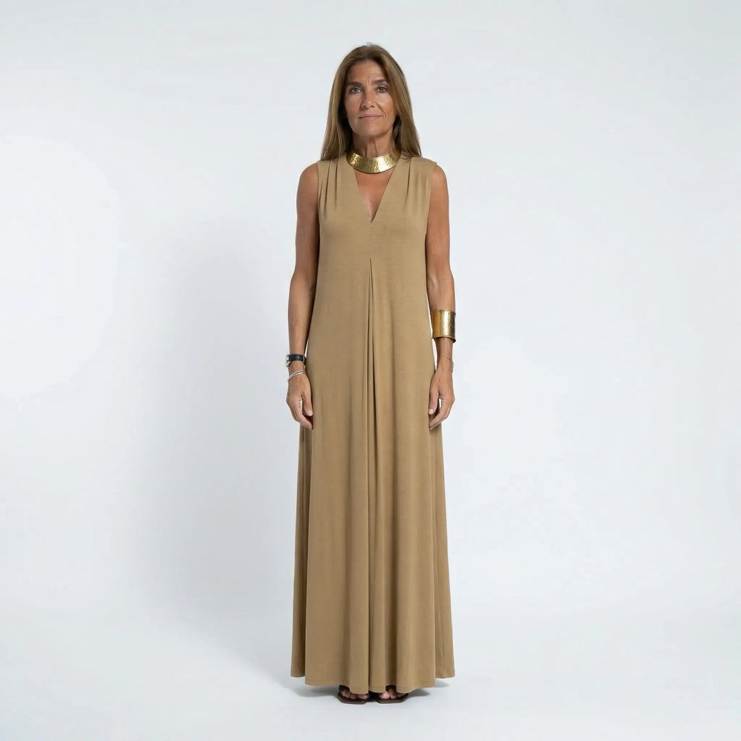 Langes Ärmelloses Kleid Mit V-Ausschnitt - Michele