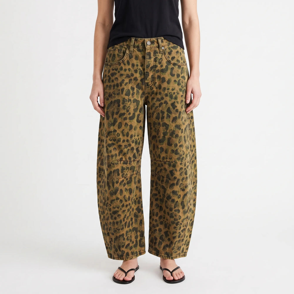 Leopard Print Wide Leg Jeans -  Louise