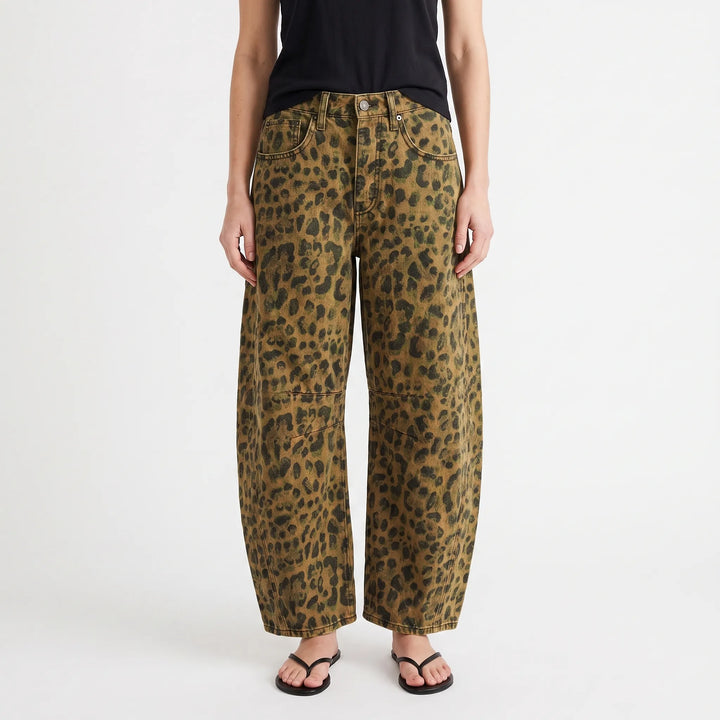 Leopard Print Wide Leg Jeans -  Louise