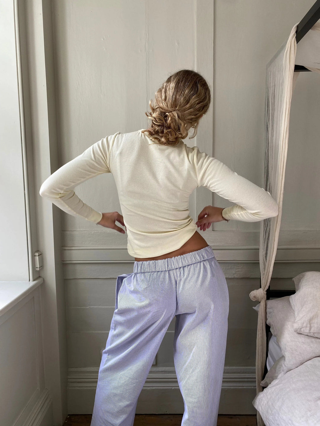 Ladies' lounge trousers with a stripe pattern – Elvira