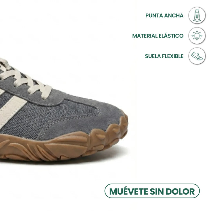 Detail of the gray Lilia Women's Barefoot Shoes wide rounded toe and flexible sole.