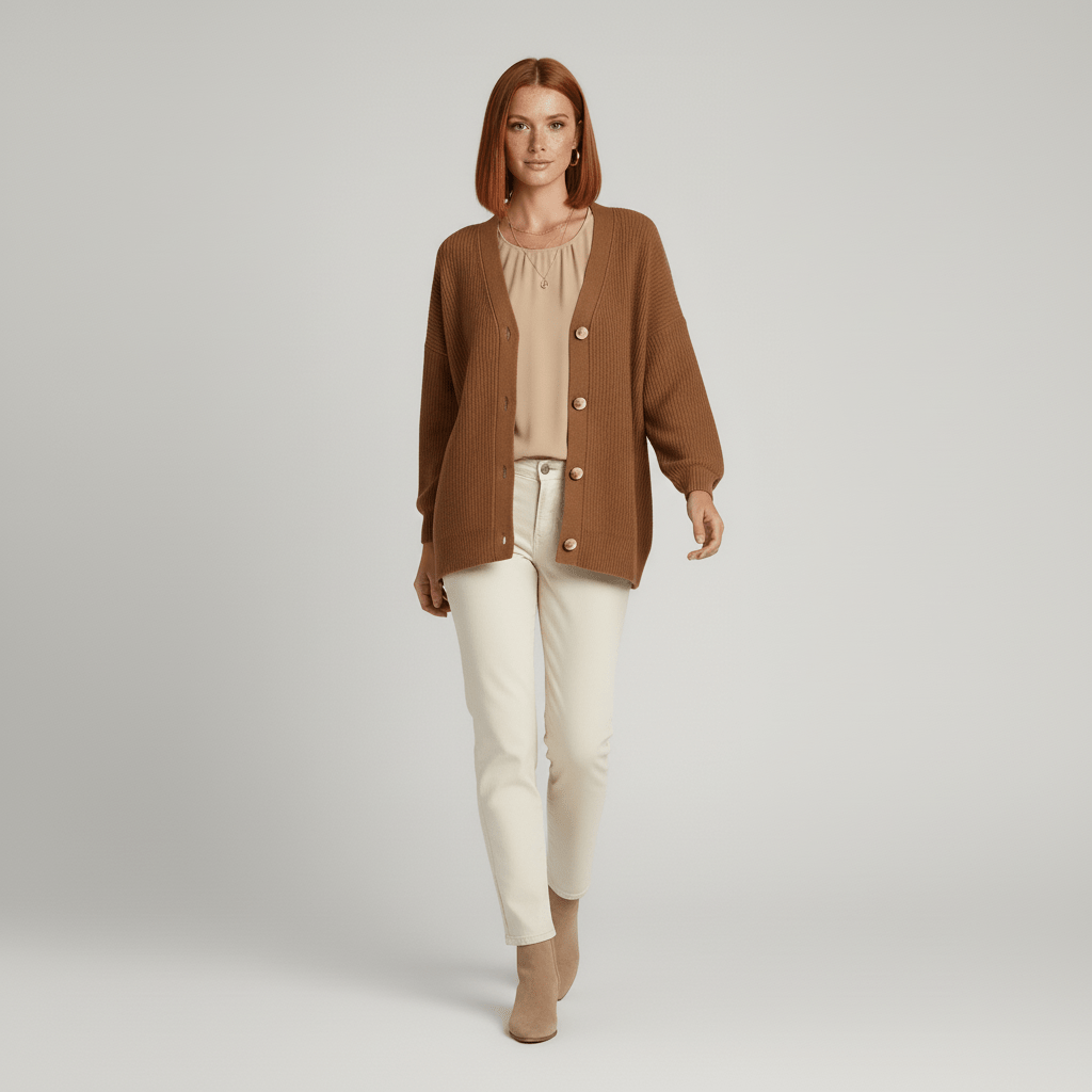 Locker Geschnittener Cardigan Mit Knopfleiste - Jamila
