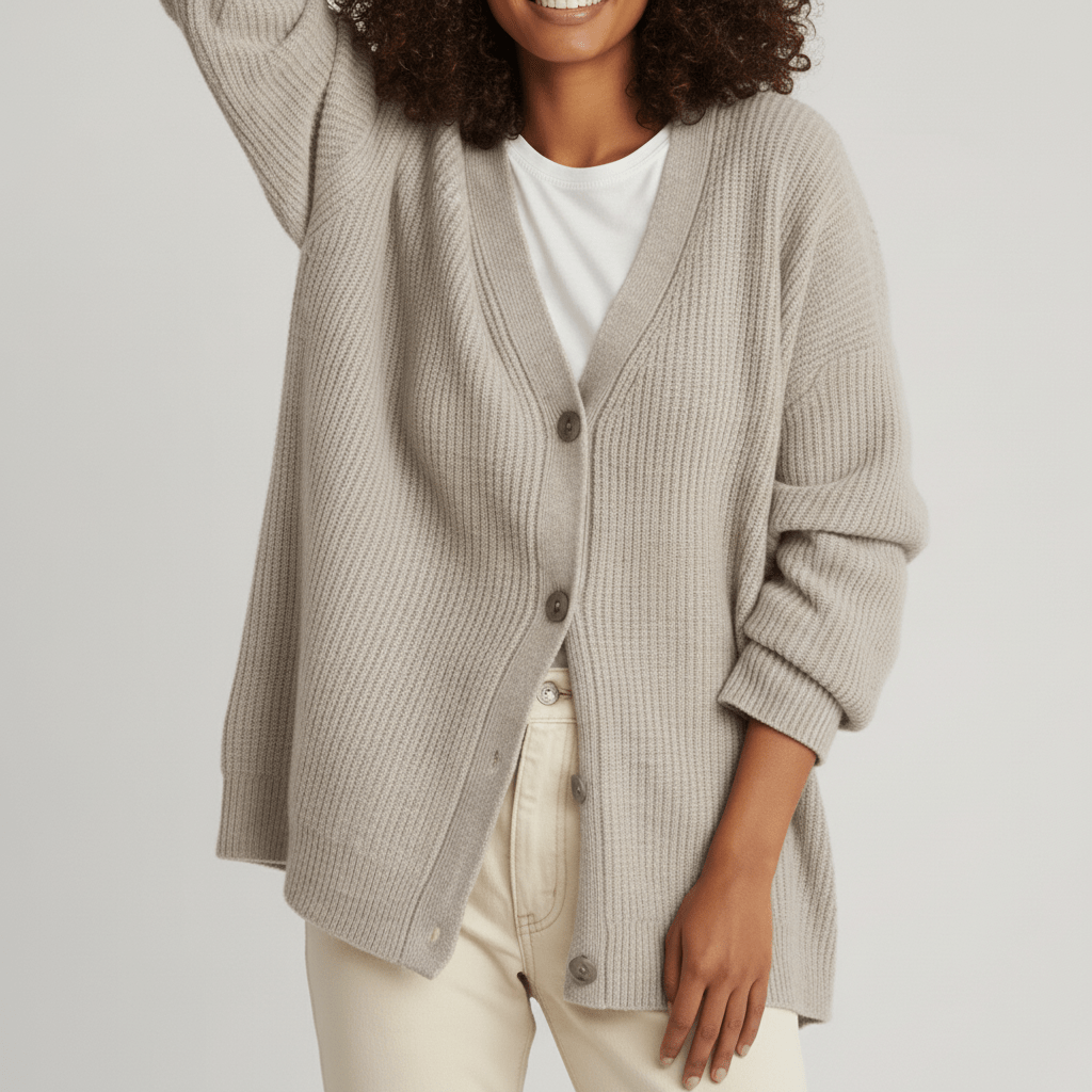 Locker Geschnittener Cardigan Mit Knopfleiste - Jamila