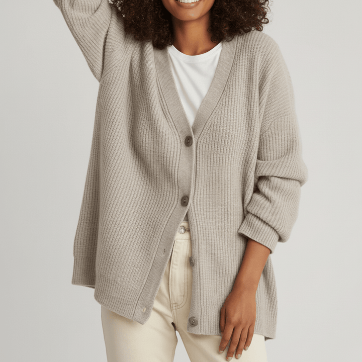 Locker Geschnittener Cardigan Mit Knopfleiste - Jamila