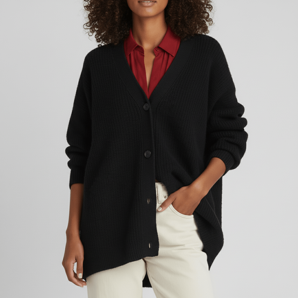 Locker Geschnittener Cardigan Mit Knopfleiste - Jamila