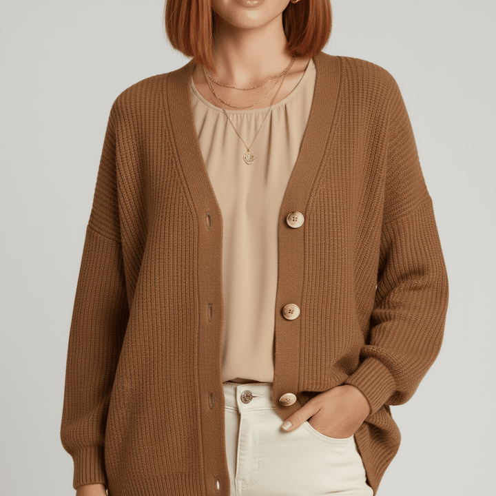 Locker Geschnittener Cardigan Mit Knopfleiste - Jamila