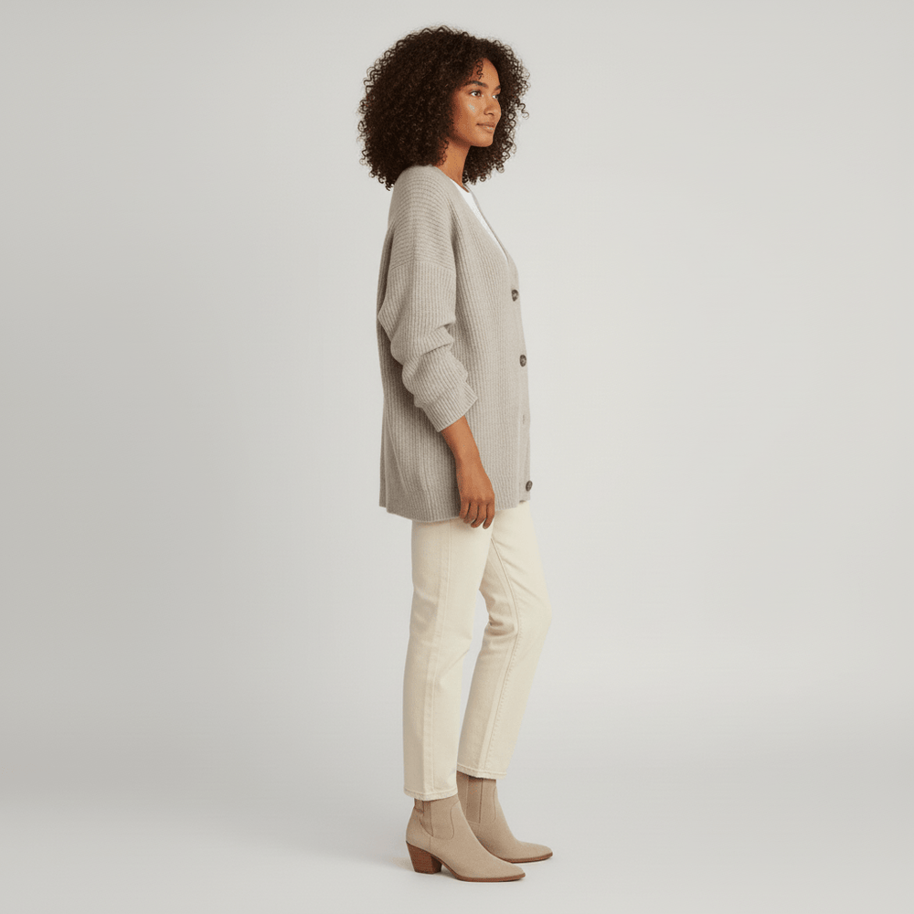 Locker Geschnittener Cardigan Mit Knopfleiste - Jamila