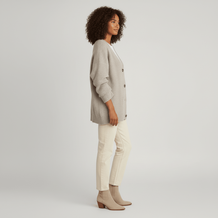 Locker Geschnittener Cardigan Mit Knopfleiste - Jamila