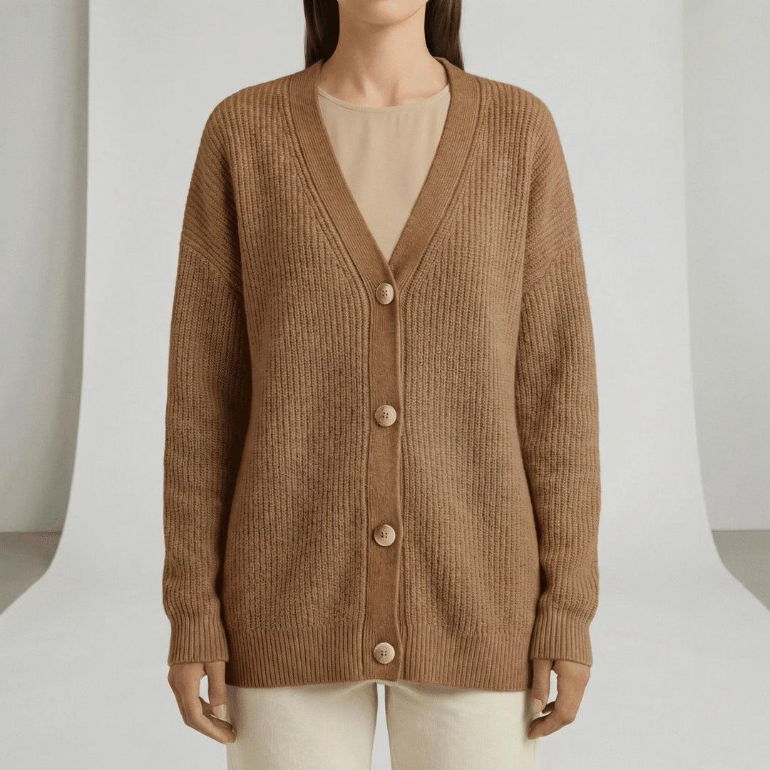 Locker Geschnittener Cardigan Mit Knopfleiste - Jamila