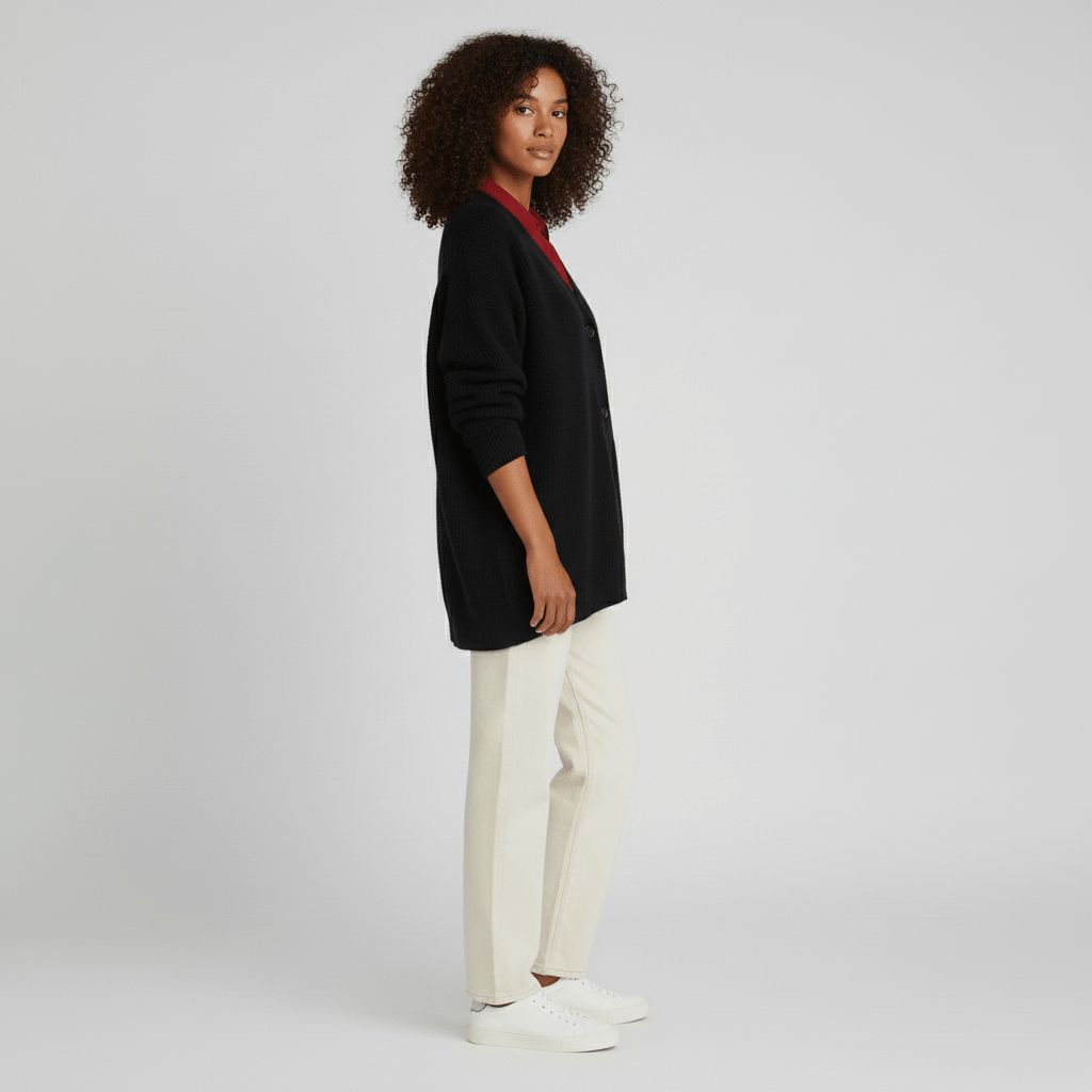 Locker Geschnittener Cardigan Mit Knopfleiste - Jamila
