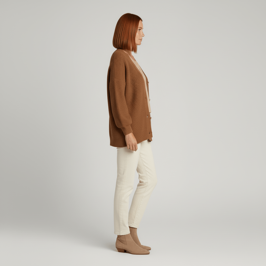 Locker Geschnittener Cardigan Mit Knopfleiste - Jamila