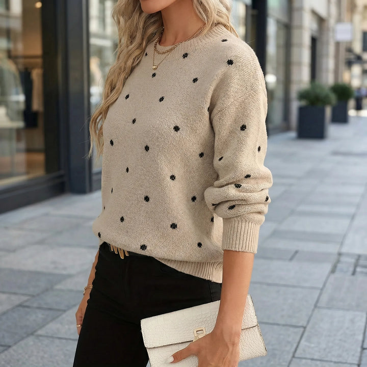 Locker Sitzender Pullover Mit Punktmuster - Sahra