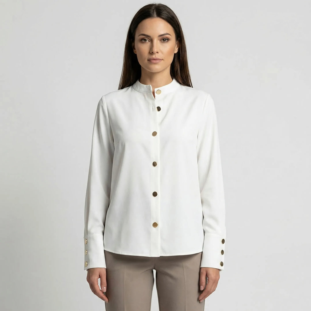 Long-Sleeve Blouse With Oversized Buttons - Rose