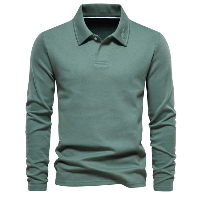 Long Sleeve Turn-Down Collar Polo - Carlton