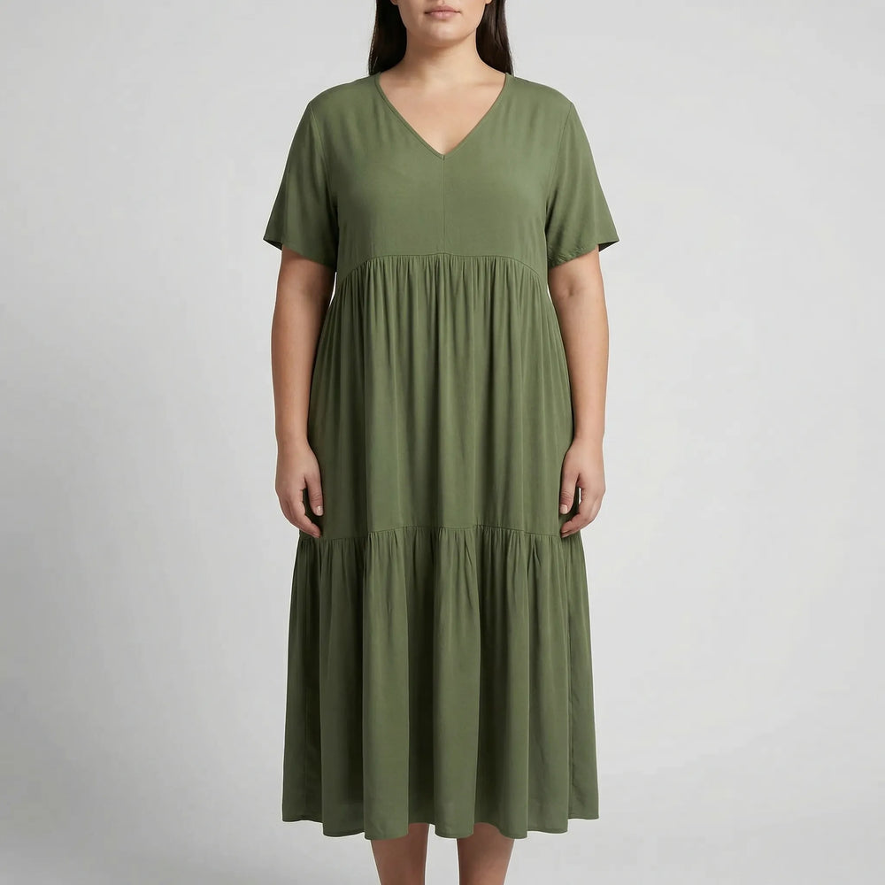 Loose V-Neck Long Dress - Blanca