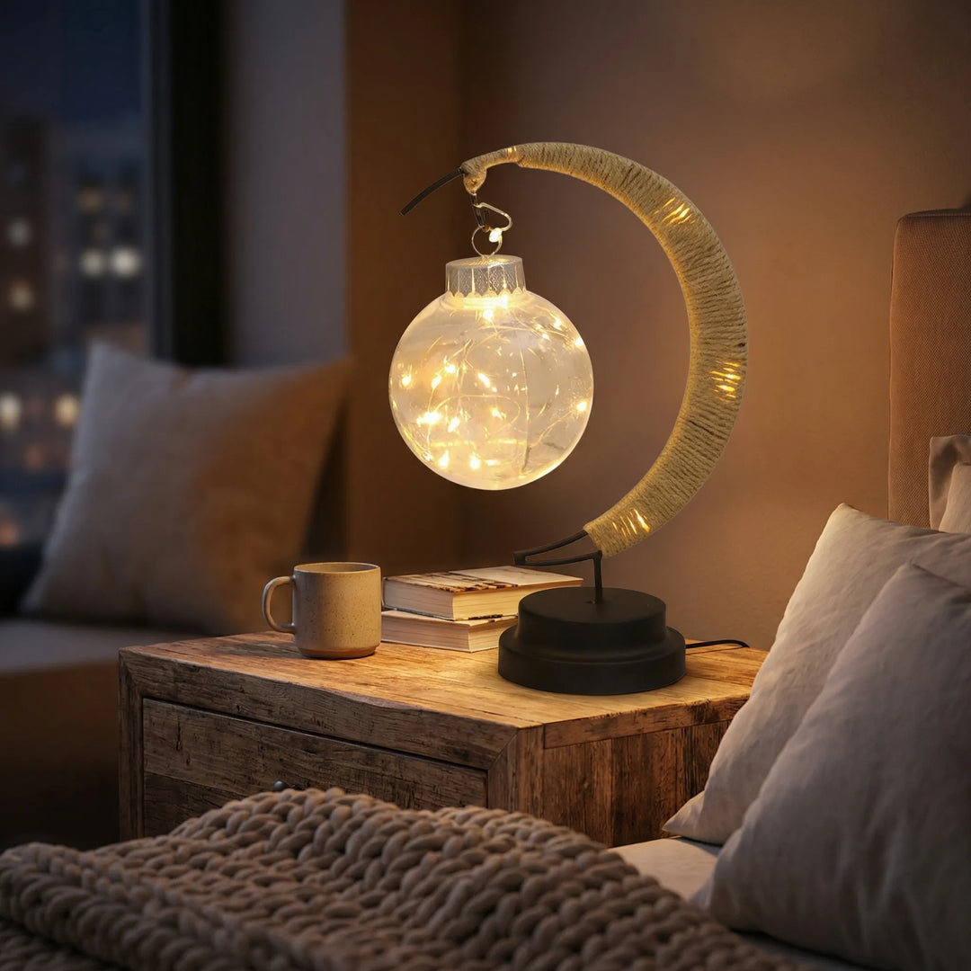 Maanvormige Decoratielamp Met Glazen Bol - Lunarveil