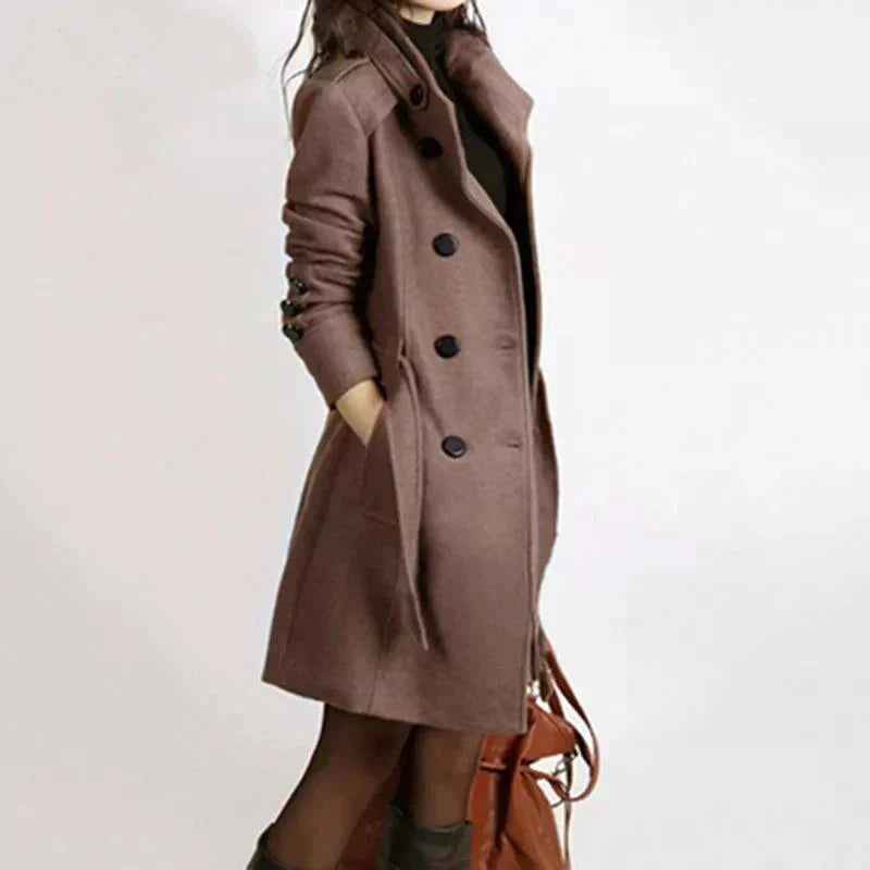 Women's coat with belt & double button placket – Alvara