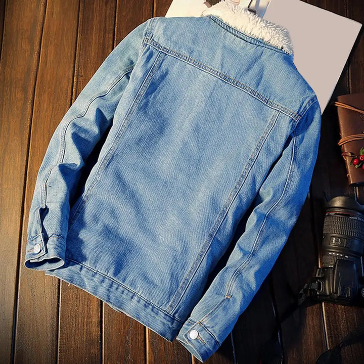 Men's Denim Jacket with Warm Fleece Lining – Tobias