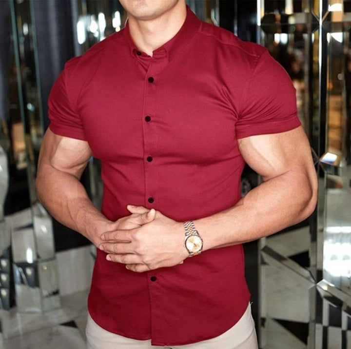 Slim Fit Men's Shirt with Short Sleeves - Luca
