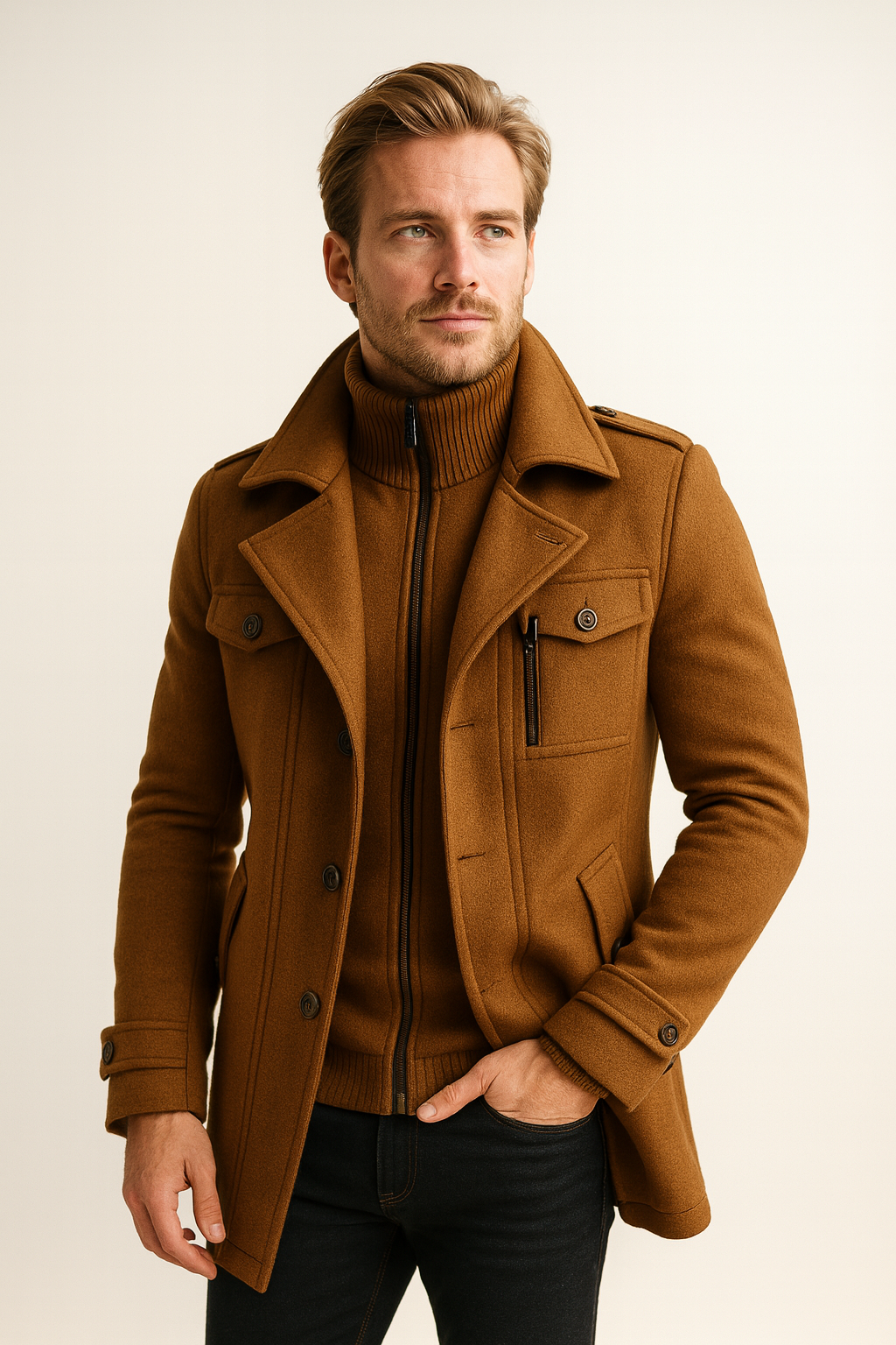 Men's Structured Long Winter Coat - Darrell