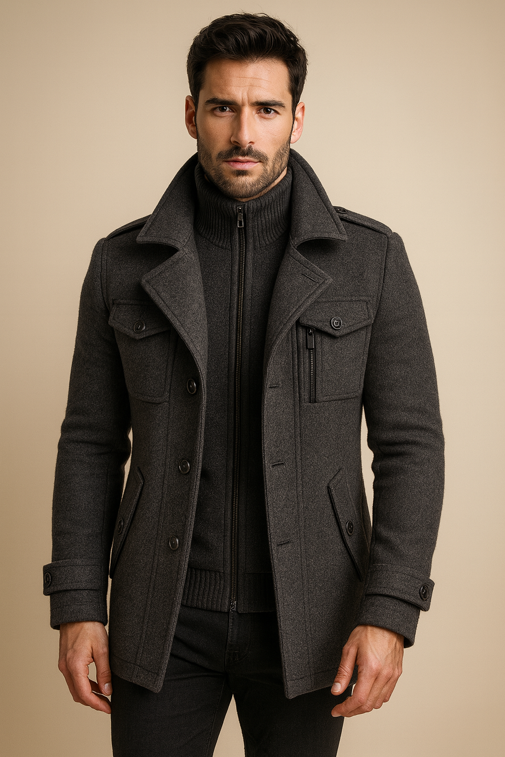 Men's Structured Long Winter Coat - Darrell