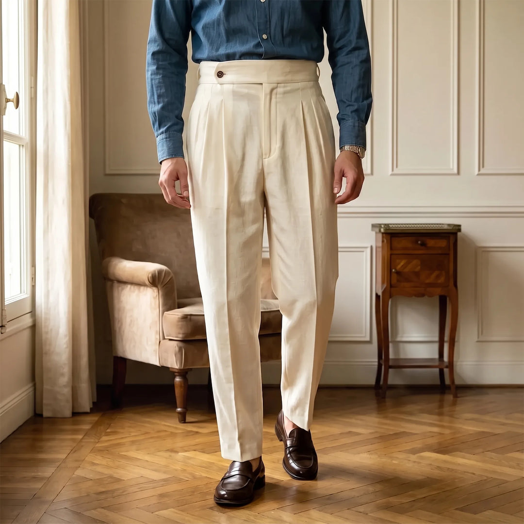 Mens High Waisted Suit Trousers -  Francis