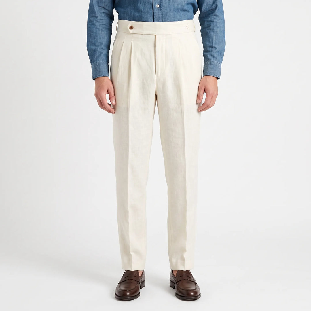 Mens High Waisted Suit Trousers -  Francis