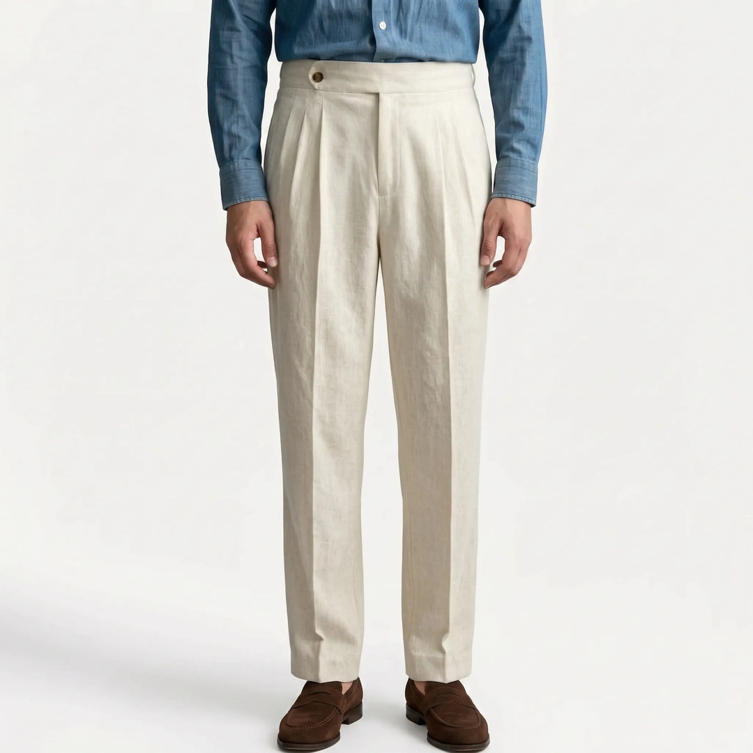 Mens High Waisted Suit Trousers -  Francis