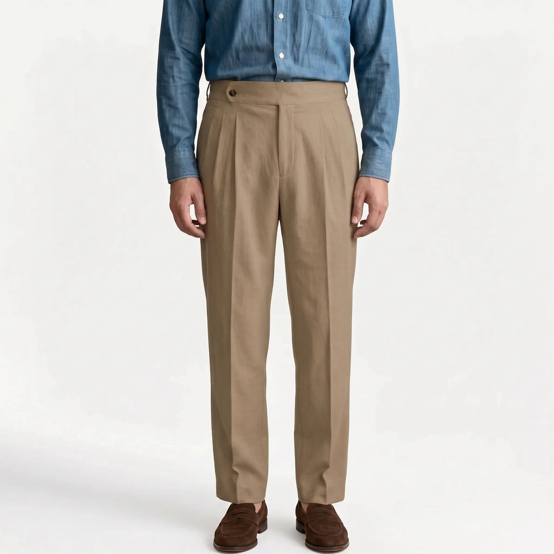 Mens High Waisted Suit Trousers -  Francis