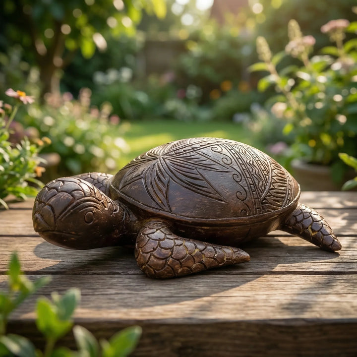 Met De Hand Gesneden Hawaiiaanse Schildpadfiguur - Shelanu