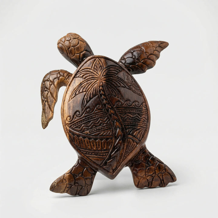 Met De Hand Gesneden Hawaiiaanse Schildpadfiguur - Shelanu