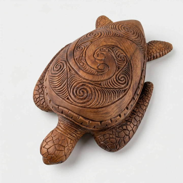 Met De Hand Gesneden Hawaiiaanse Schildpadfiguur - Shelanu