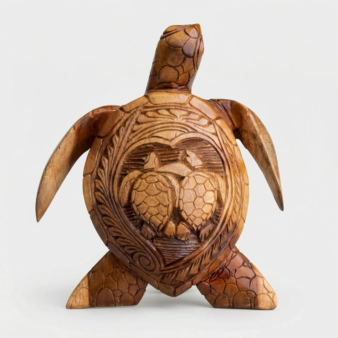 Met De Hand Gesneden Hawaiiaanse Schildpadfiguur - Shelanu