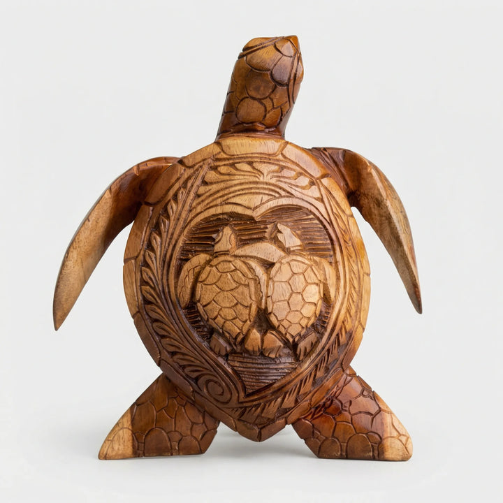 Met De Hand Gesneden Hawaiiaanse Schildpadfiguur - Shelanu