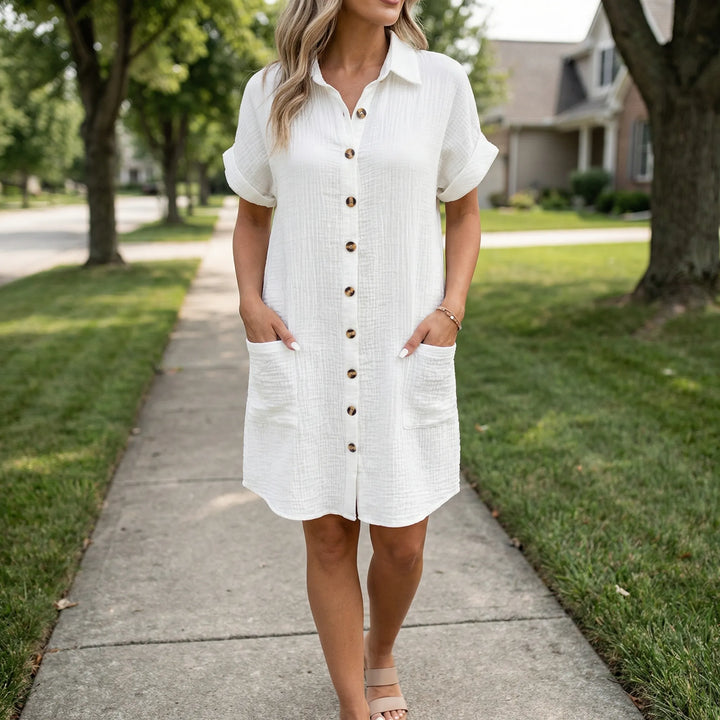 Midi-Kleid Mit Durchgehender Knopfleiste - Flora