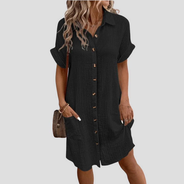 Midi-Kleid Mit Durchgehender Knopfleiste - Flora