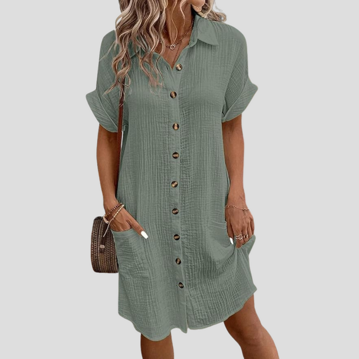 Midi-Kleid Mit Durchgehender Knopfleiste - Flora
