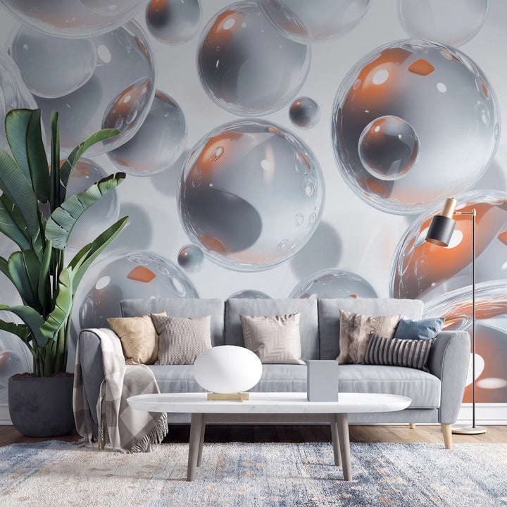 Modern Abstract 3D Bubble Wall Mural - Spherix