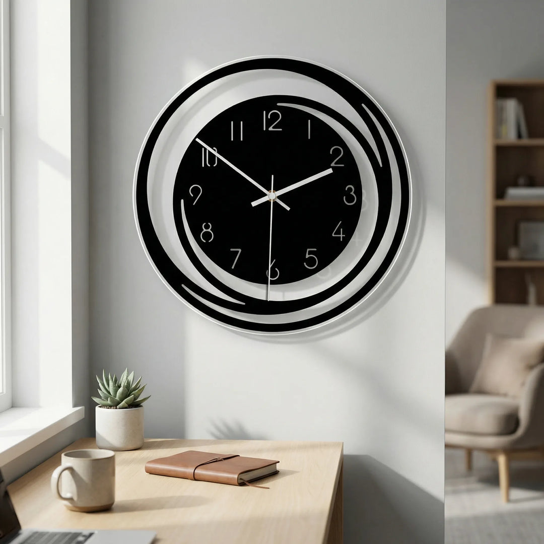 Modern Round Wall Clock - Quietora